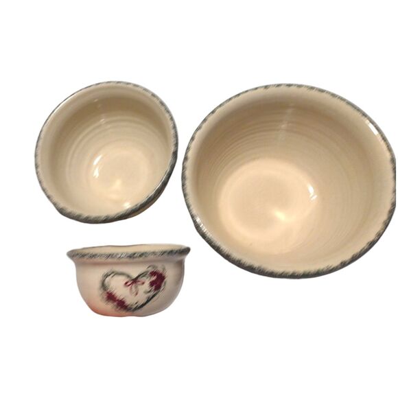 Vintage Casey Pottery Stoneware Mixing Bowls Set of 3 Spongeware Marshall Texas - Picture 8 of 14